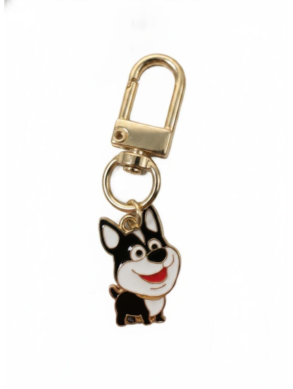 Dog Enamel Metal Keychain Charm Gold Clip Gift Animal